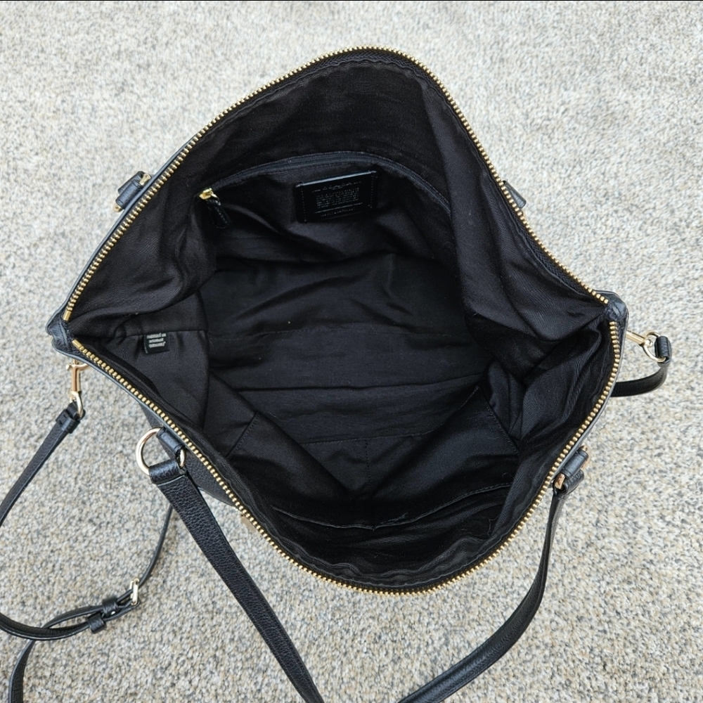 Coach Black Leather Tote with Gold Hardware - Picture 14 of 16